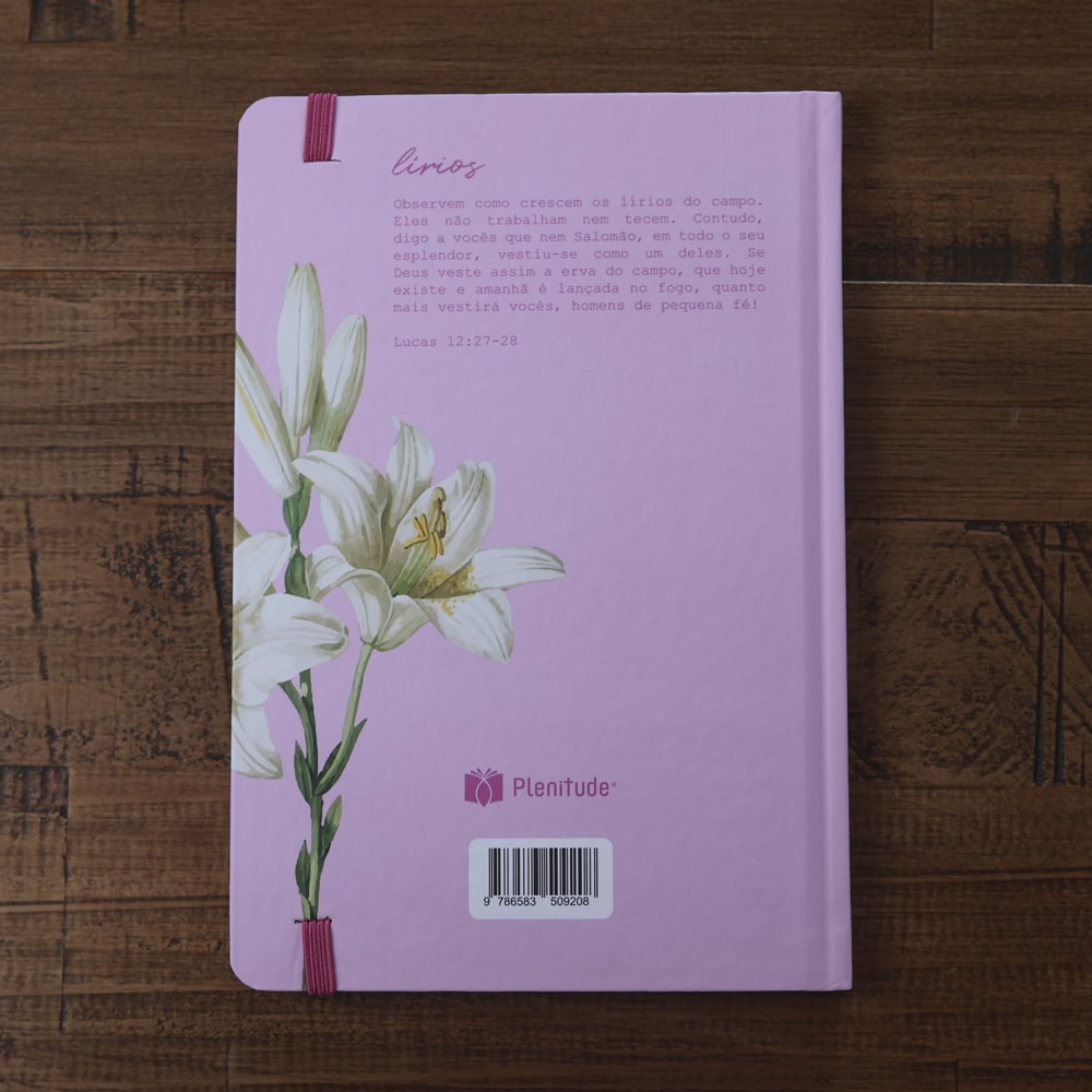Caderno Moleskine | Com Pauta | Capa Lírios Rosa