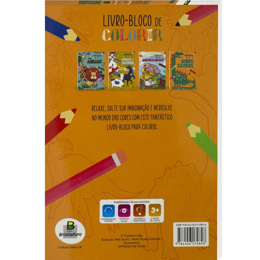 LIVRO-BLOCO DE COLORIR: DINOSSAUROS
