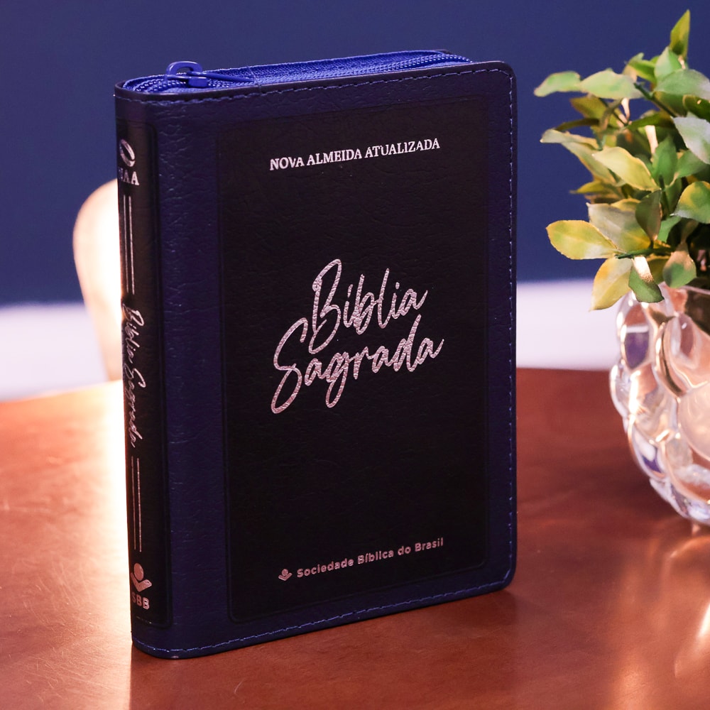 Bíblia Sagrada | NAA | Letra Maior | Com Zíper | Azul e Preta