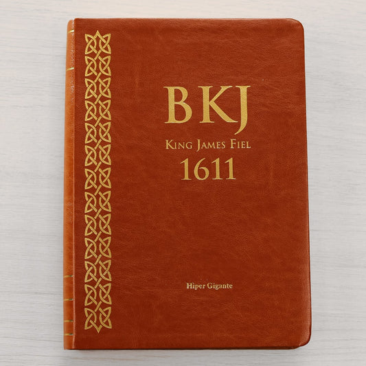 Bíblia King James 1611 | Letra Hipergigante | Capa Luxo Marrom