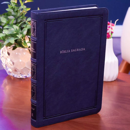 Bíblia Barroca Slim | NVI | Letra Grande | Capa Luxo Couro Soft Azul