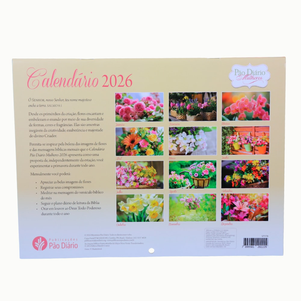 Calendário de Parede 2026 | Mulheres | Pão Diário