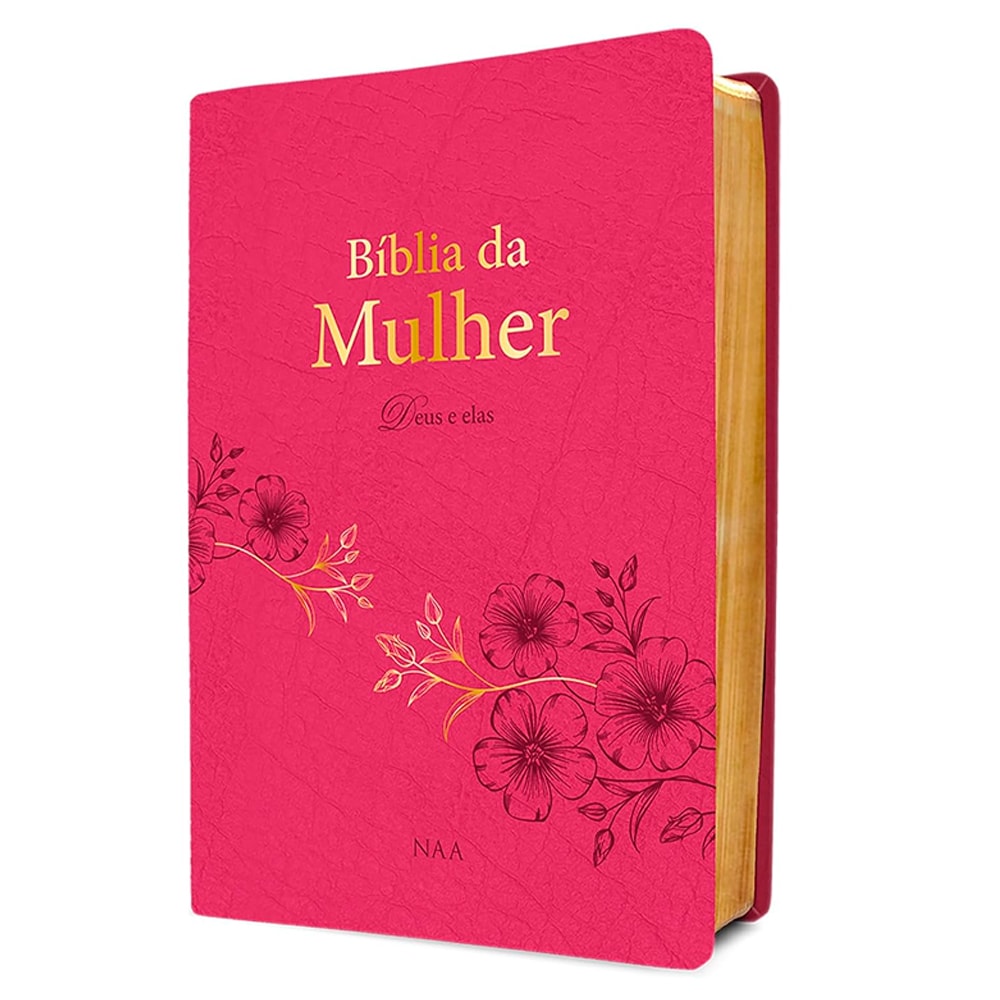 Bíblia da Mulher Deus e Elas | NAA | Capa Couro Soft Rosa