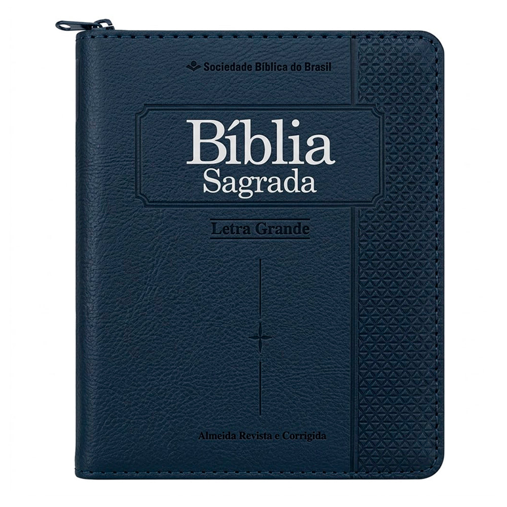 Bíblia Sagrada | ARC | Letra Grande | Capa Azul C/ Zíper e Índice