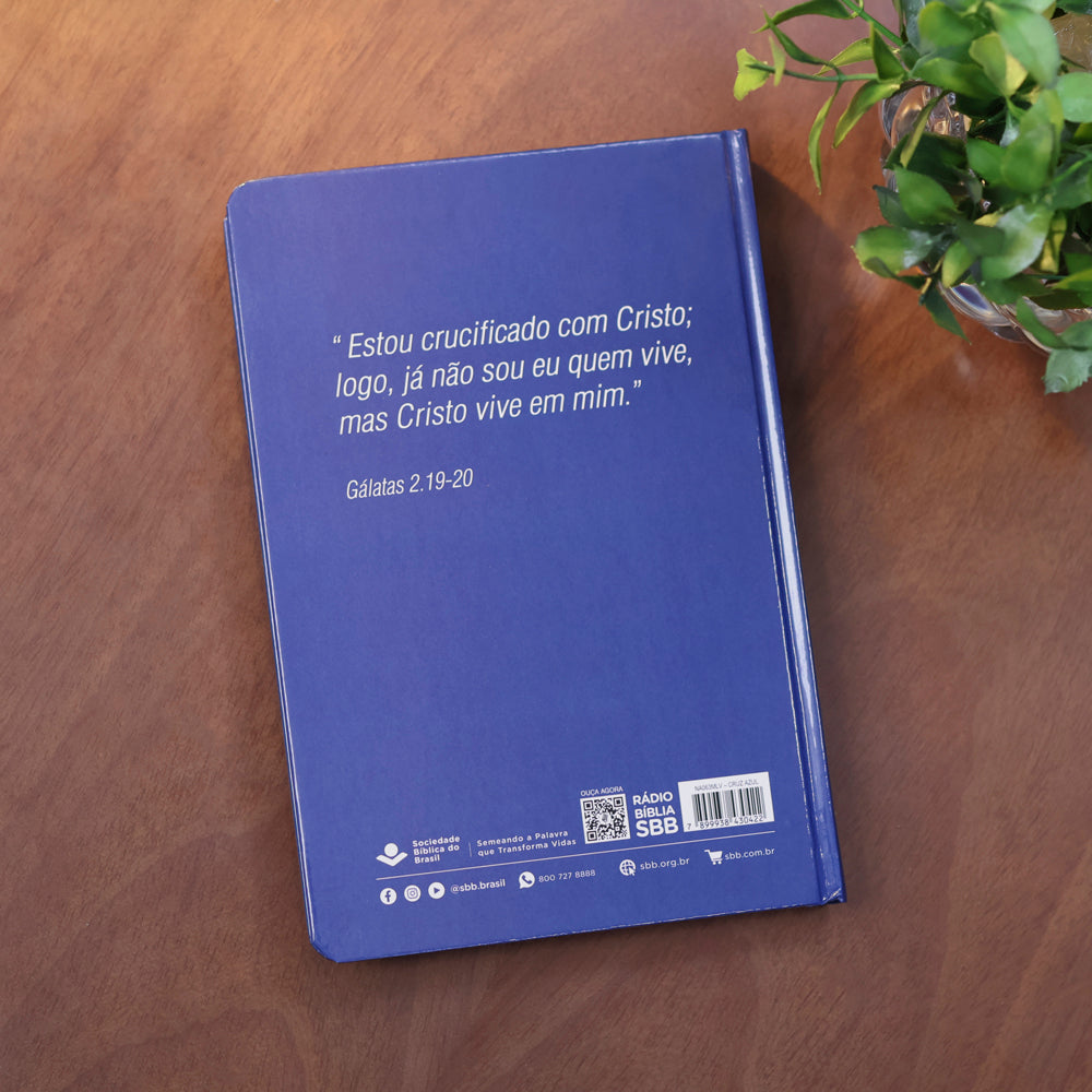 Bíblia Sagrada Cruz Prata | Letra Normal | NAA | Capa Dura Azul