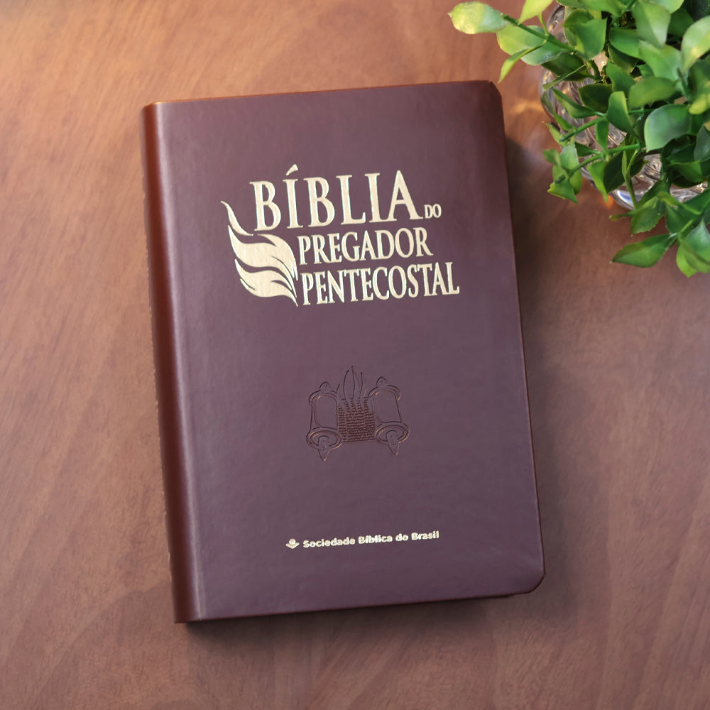 Bíblia do Pregador Pentecostal Média | ARC | Letra Normal | Capa Luxo Marrom