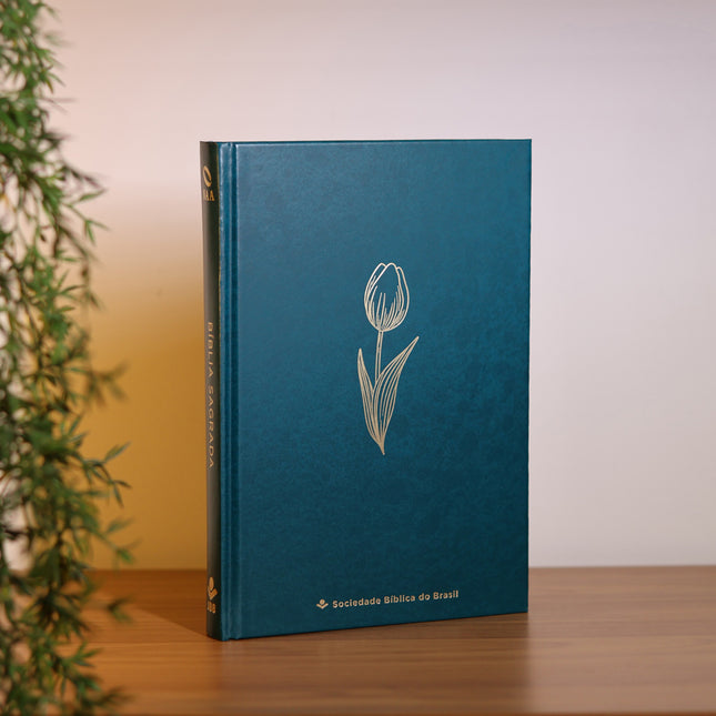 Bíblia Sagrada Mare | NAA | Tulipas | Capa Dura Verde