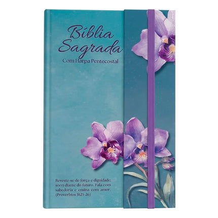 Bíblia Sagrada Orquídeas | ARC | Harpa Pentecostal | Letra Gigante | Capa Dura Panorâmica