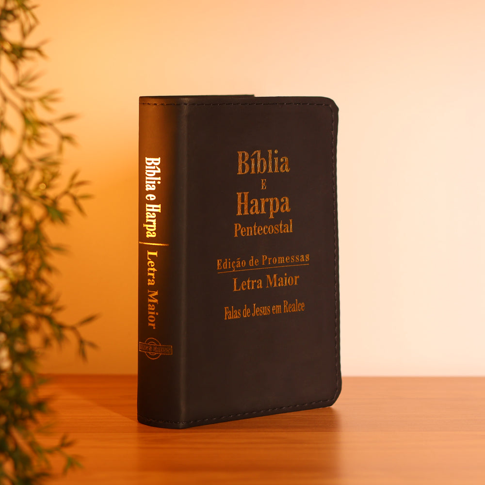 Bíblia e Harpa Média | ARC | Letra Maior | Edição de Promessas | Capa Luxo | Com Índice