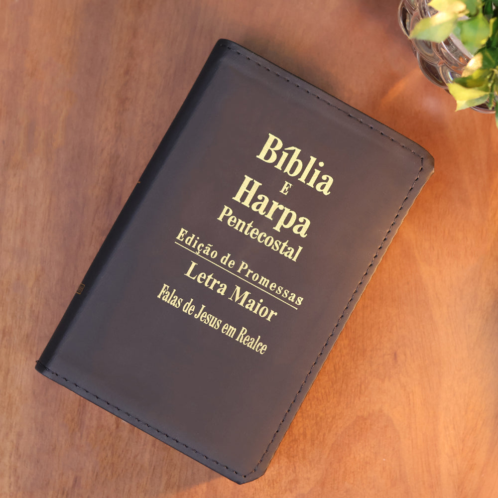 Bíblia e Harpa Média | ARC | Letra Maior | Edição de Promessas | Capa Luxo | Com Índice
