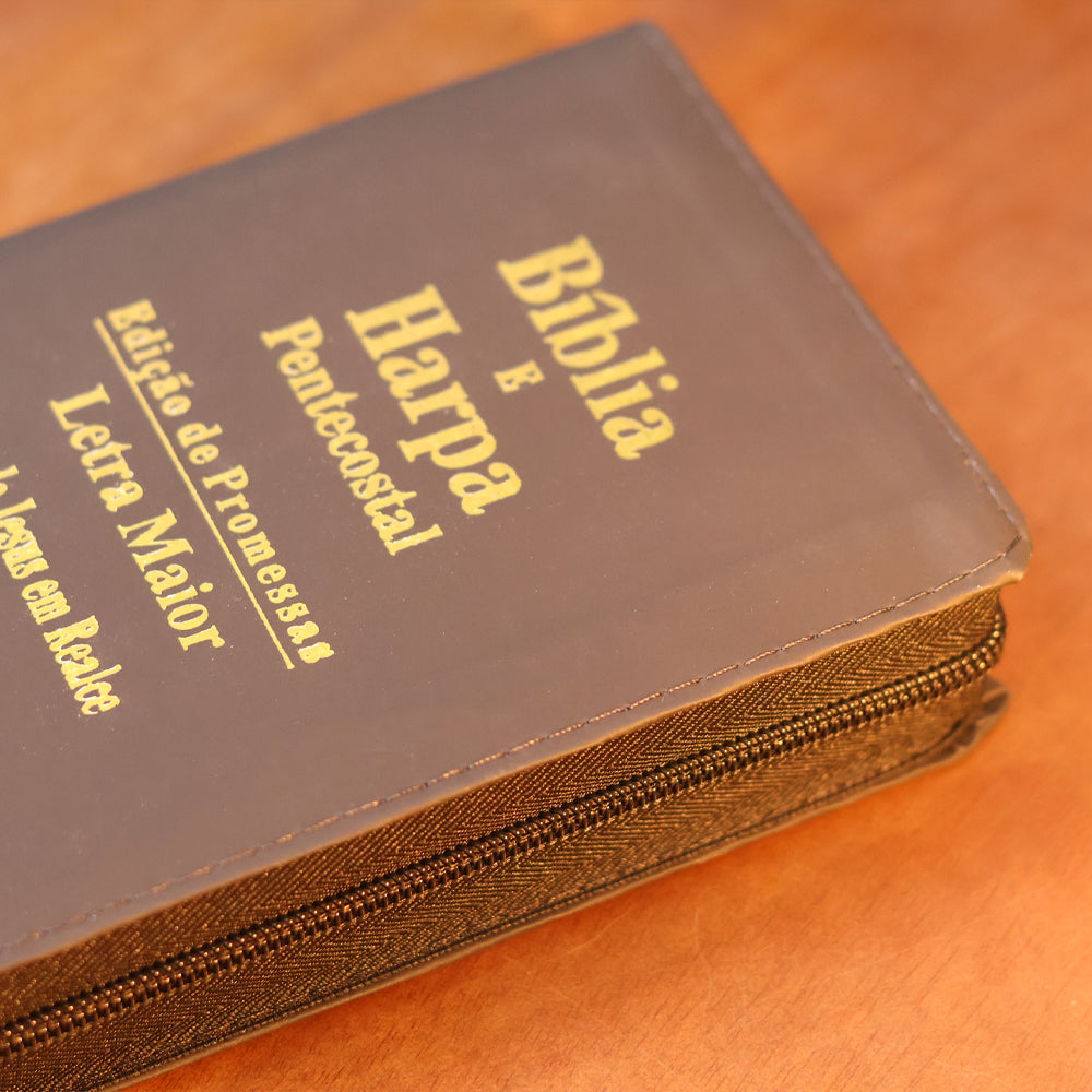 Bíblia e Harpa Média | ARC | Letra Maior | Edição de Promessas | Capa Luxo | Com Índice e Zíper