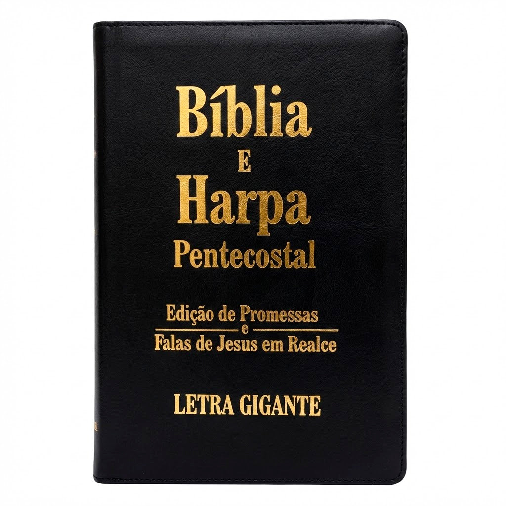 Bíblia e Harpa | ARC | Letra Gigante | Edição de Promessas | Capa Luxo Preta | Com Índice e Zíper