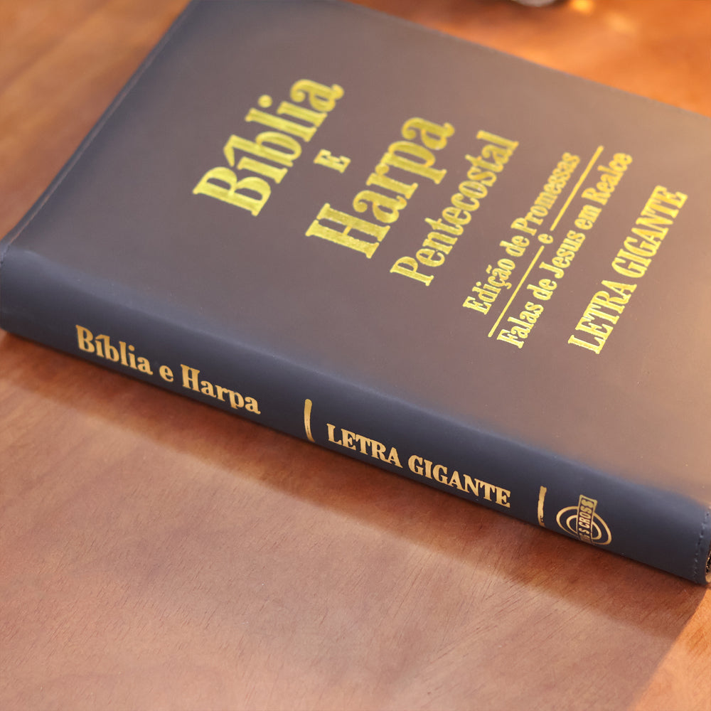 Bíblia e Harpa | ARC | Letra Gigante | Edição de Promessas | Capa Luxo Preta | Com Índice e Zíper