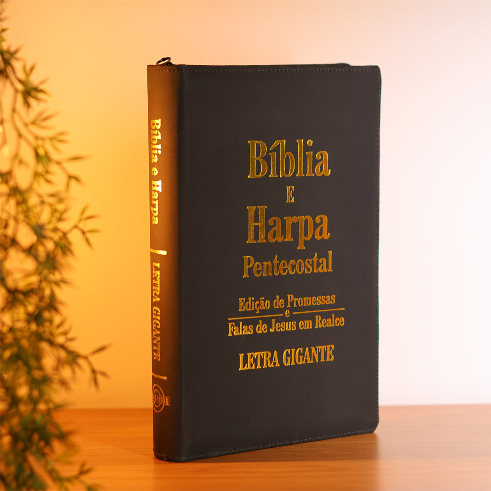 Bíblia e Harpa | ARC | Letra Gigante | Edição de Promessas | Capa Luxo Preta | Sem Índice e Zíper