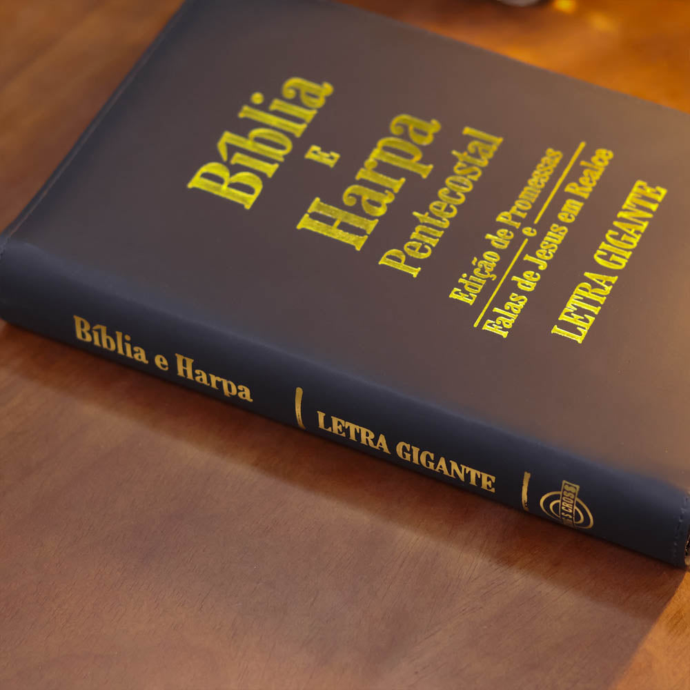 Bíblia e Harpa | ARC | Letra Gigante | Edição de Promessas | Capa Luxo Preta | Sem Índice e Zíper