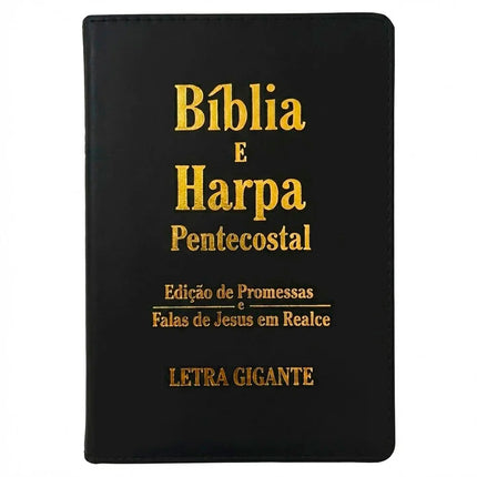 Bíblia e Harpa | ARC | Letra Gigante | Edição de Promessas | Capa Luxo Preta