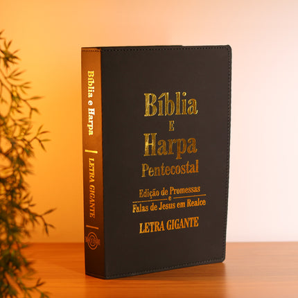 Bíblia e Harpa | ARC | Letra Gigante | Edição de Promessas | Capa Luxo Preta