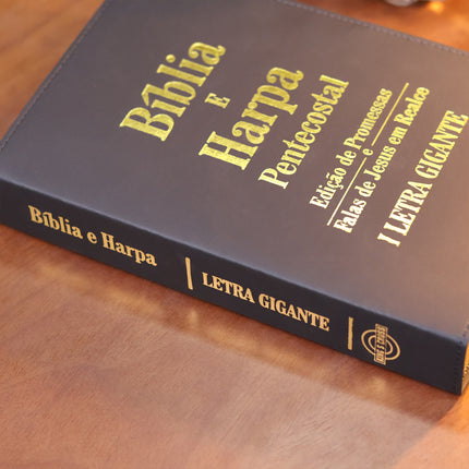 Bíblia e Harpa | ARC | Letra Gigante | Edição de Promessas | Capa Luxo Preta