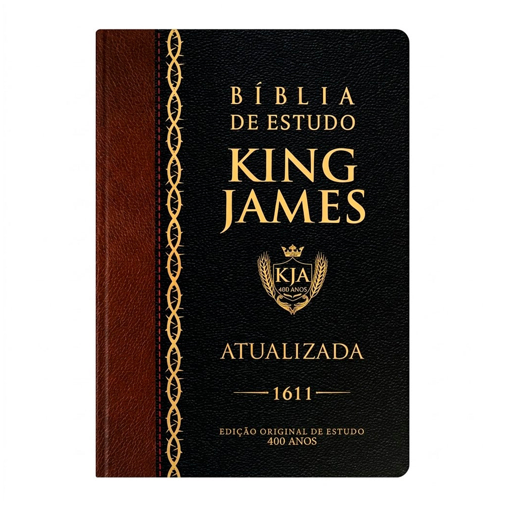 Bíblia de Estudo Bicolor | KJA | Capa Dura Preta e Marrom