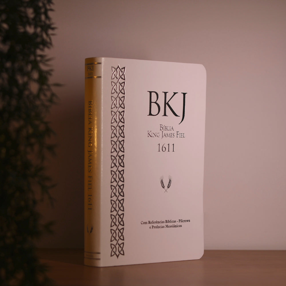 Bíblia King James Fiel 1611 | Concordância e Pilcrows | Capa Luxo Branca
