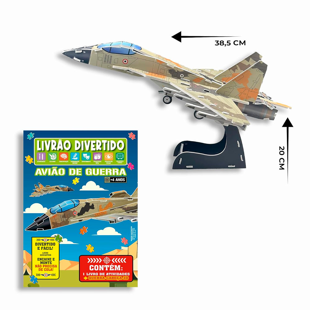 Livrão Divertido | Quebra Cabeça 3D | Avião de Guerra