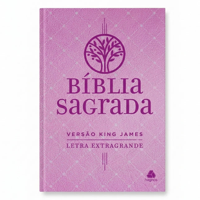 Bíblia Sagrada King James | KJC | Letra Extra Grande | Capa Dura Rosa