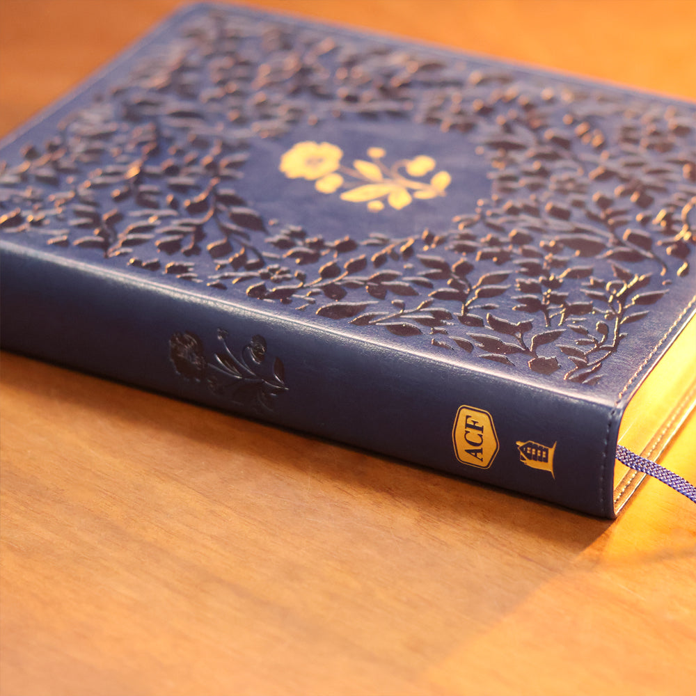 Bíblia Sagrada | ACF | Espaço Para Anotações | Leitura Perfeita | Couro-Soft Azul Com Flores Em Baix