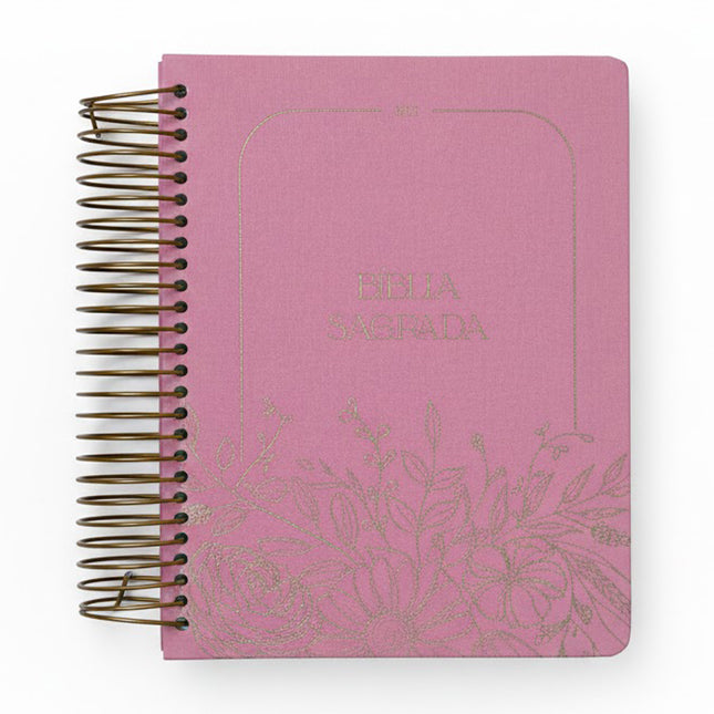 Bíblia Sagrada Espiral | NVI | Espaço Para Anotações | Capa Dura Rosa Floral