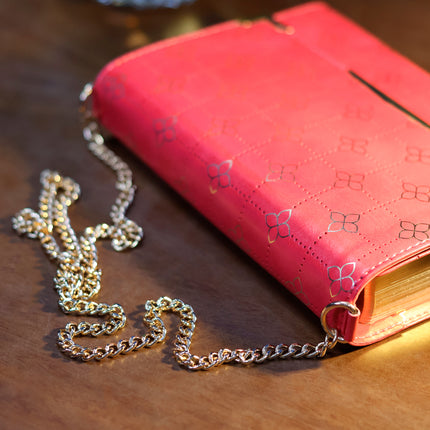 Bíblia Pocket | NVI | Leitura Perfeita | Capa Luxo Carteira Rosa com Corrente