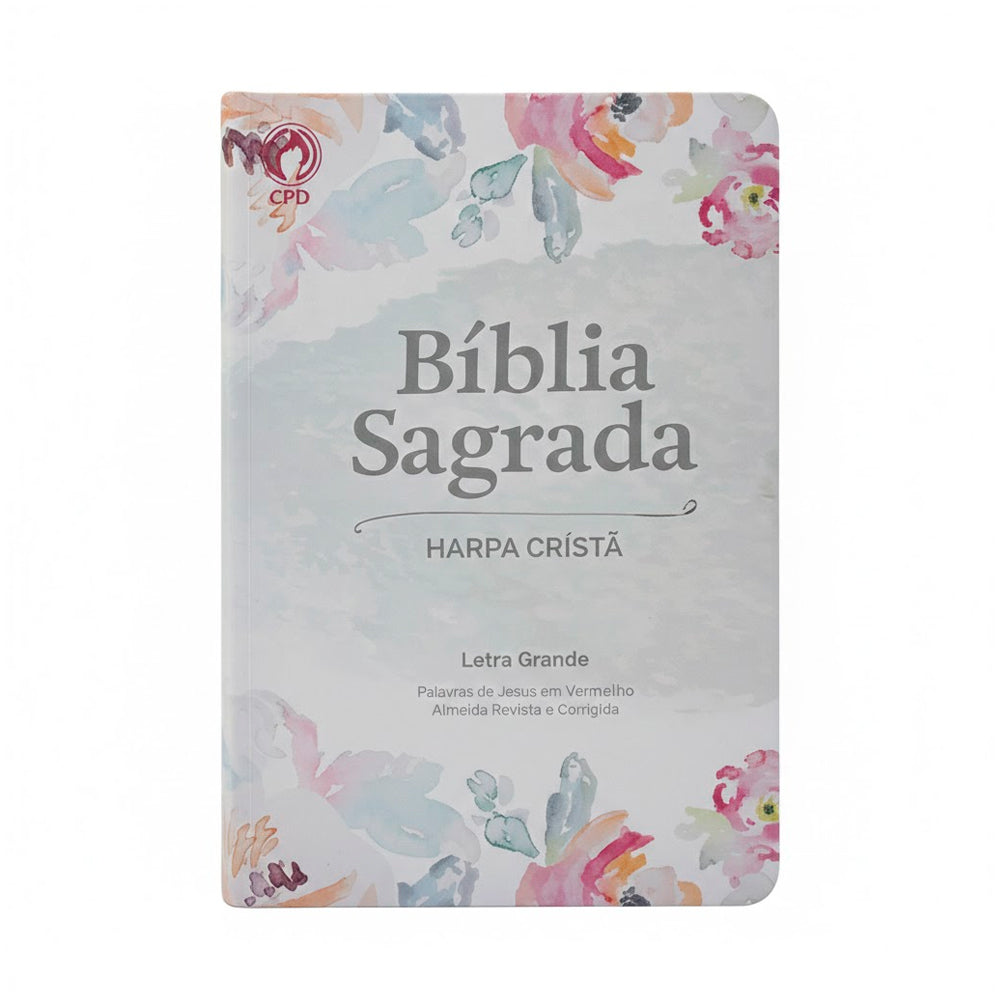 Bíblia Sagrada | ARC | Letra Grande com Harpa Cristã | Floral Aquarela