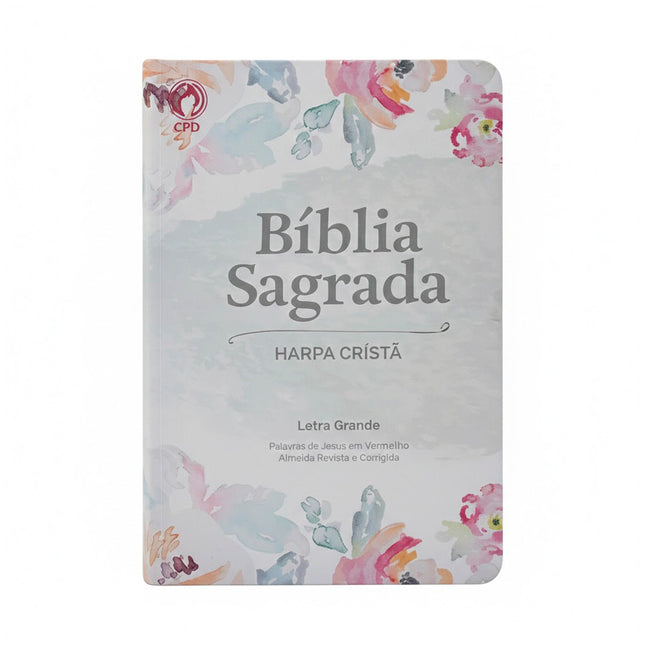 Bíblia Sagrada | ARC | Letra Grande com Harpa Cristã | Floral Aquarela