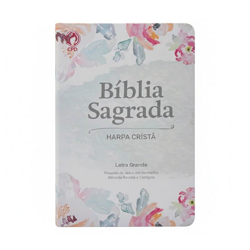 Bíblia Sagrada | ARC | Letra Grande com Harpa Cristã | Floral Aquarela