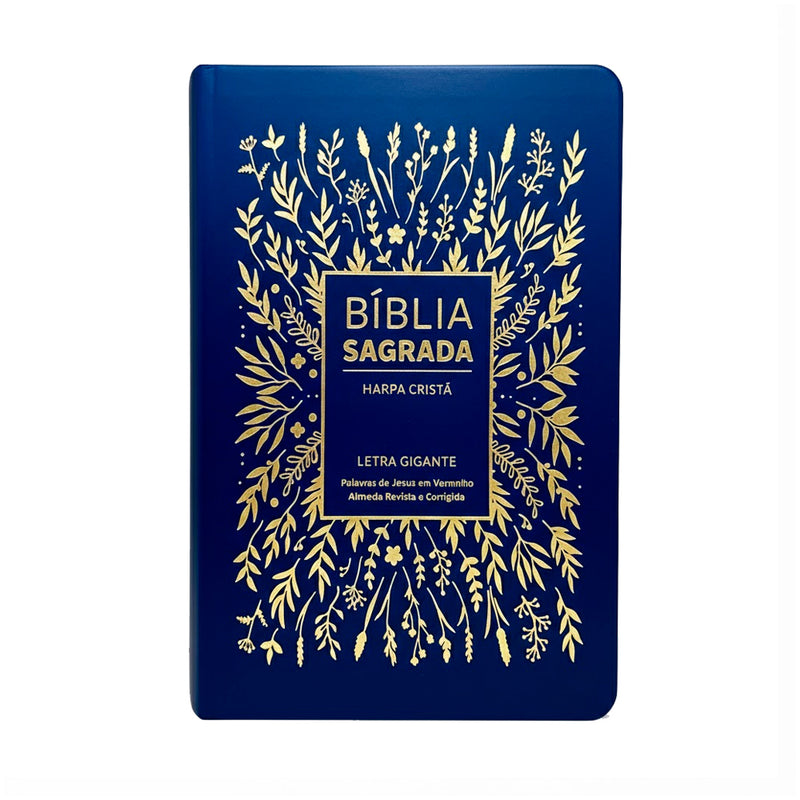 Bíblia Sagrada | ARC | Letra Gigante com Harpa Cristã | Floral Azul