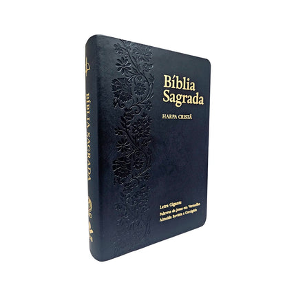 Bíblia Sagrada | ARC | Letra Gigante | Harpa Cristã | Capa Luxo Floral Ramos Preta