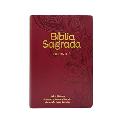Bíblia Grande Harpa Cristã Luxo | ARC | Letra Gigante | Floral Vinho