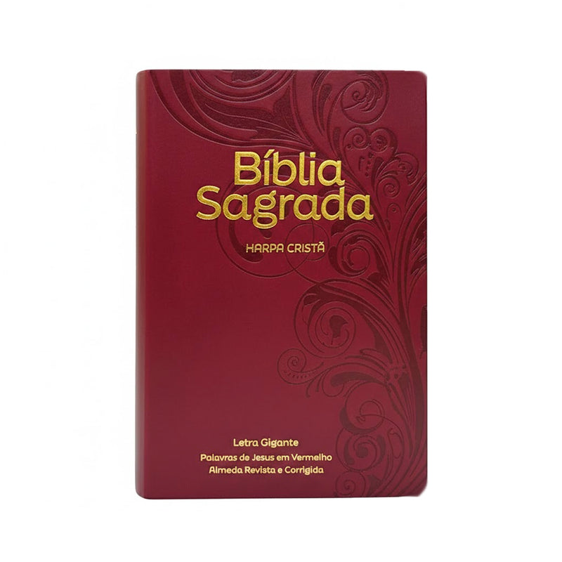 Bíblia Grande Harpa Cristã Luxo | ARC | Letra Gigante | Floral Vinho