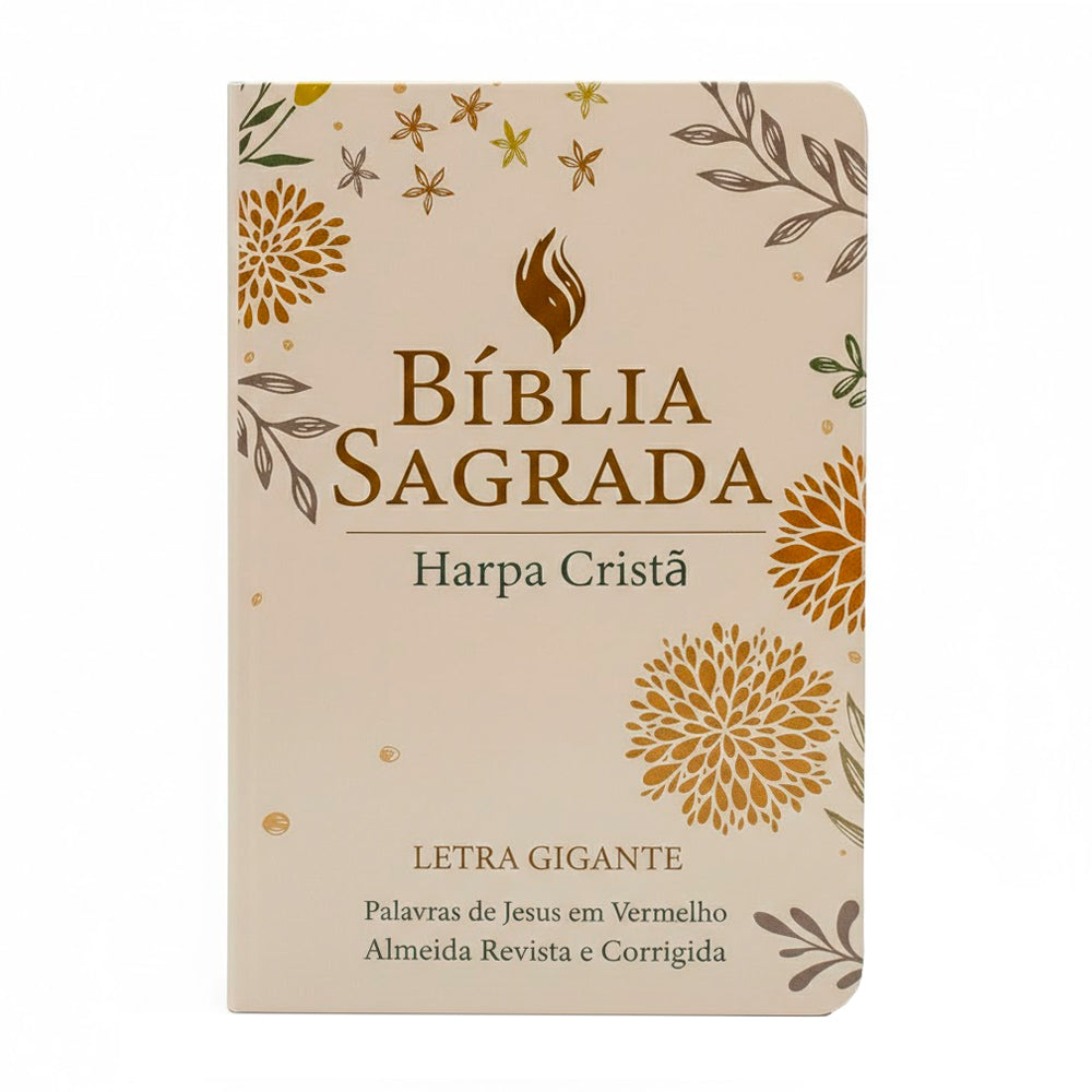 Bíblia Sagrada | ARC | Letra Gigante | Harpa Cristã | Capa Bege Semiflexível