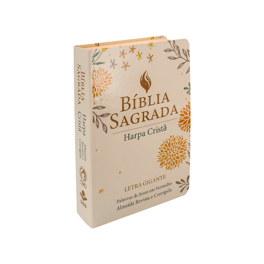 Bíblia Sagrada | ARC | Letra Gigante | Harpa Cristã | Capa Bege Semiflexível