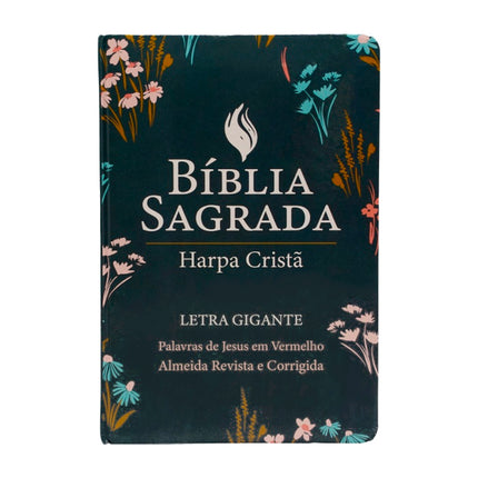 Bíblia Sagrada | ARC | Letra Gigante | Harpa Cristã | Capa Dura Floral Verde