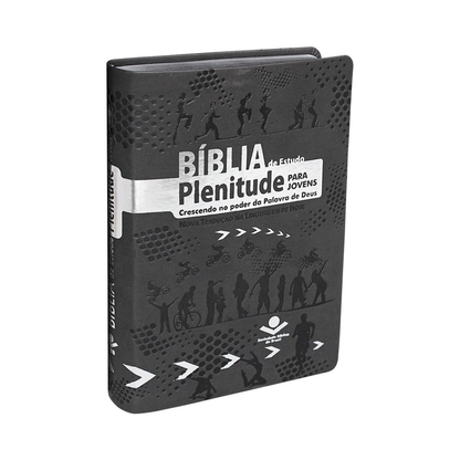 Bíblia de Estudo Plenitude para Jovens | Letra Normal | NTLH | Capa Couro Cinza Escuro
