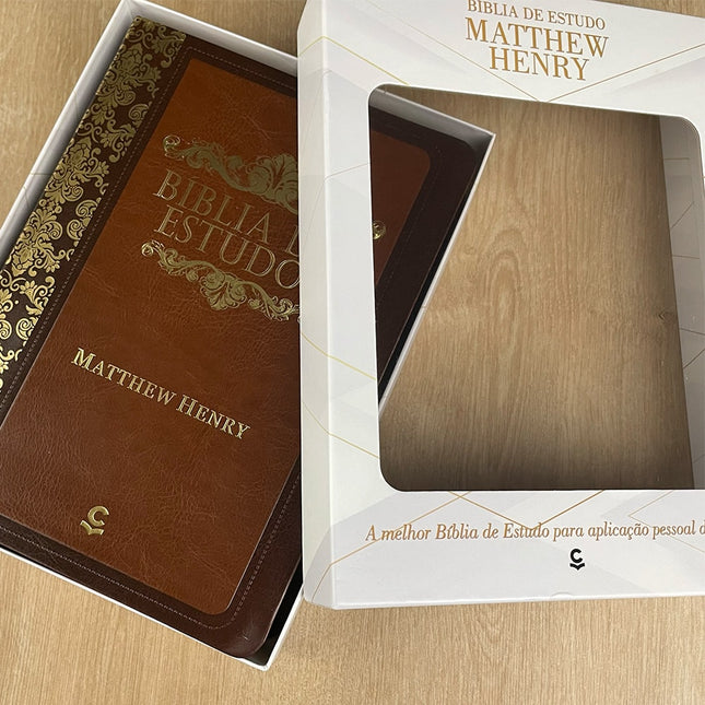 Bíblia de Estudo Matthew Henry | Letra Normal | ARC | Capa Marrom Luxo