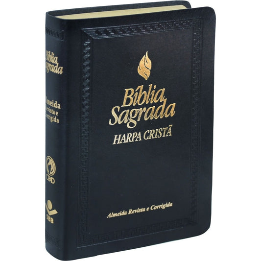 Bíblia com Harpa Cristã | Letra Maior | ARC | Couro Preta