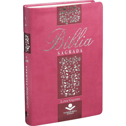 Bíblia Sagrada | Letra Gigante | ARA | Capa Pink Luxo | Floral