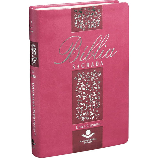 Bíblia Sagrada | Letra Gigante | ARA | Capa Pink Luxo | Floral