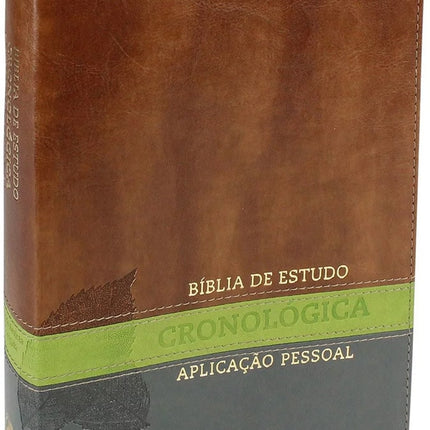 Bíblia de Estudo em Ordem Cronológica Aplicação Pessoal | ARC | Letra Normal | Capa Marrom/Verde Lux