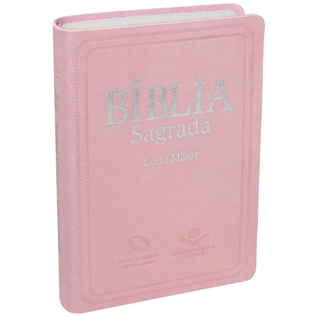 Bíblia Sagrada | Letra Maior | NAA | Capa Couro Rosa