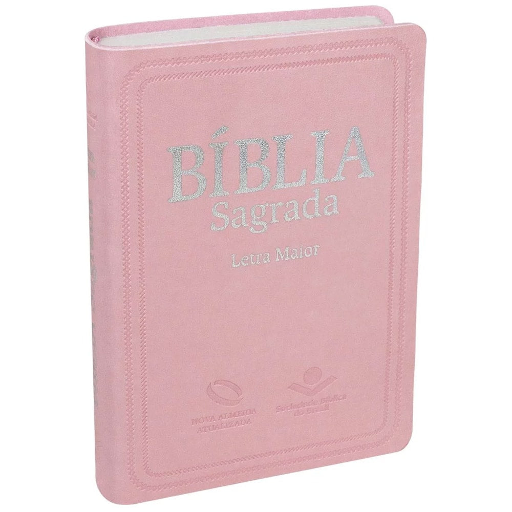 Bíblia Sagrada | Letra Maior | NAA | Capa Couro Rosa