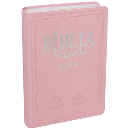 Bíblia Sagrada | Letra Maior | NAA | Capa Couro Rosa