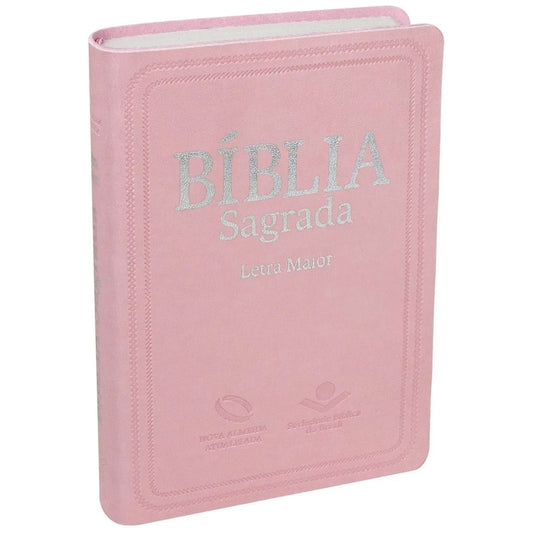 Bíblia Sagrada | Letra Maior | NAA | Capa Couro Rosa