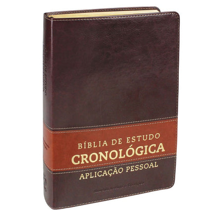 Bíblia de Estudo em Ordem Cronológica Aplicação Pessoal | ARC | Letra Normal | Capa Marrom Claro/Esc
